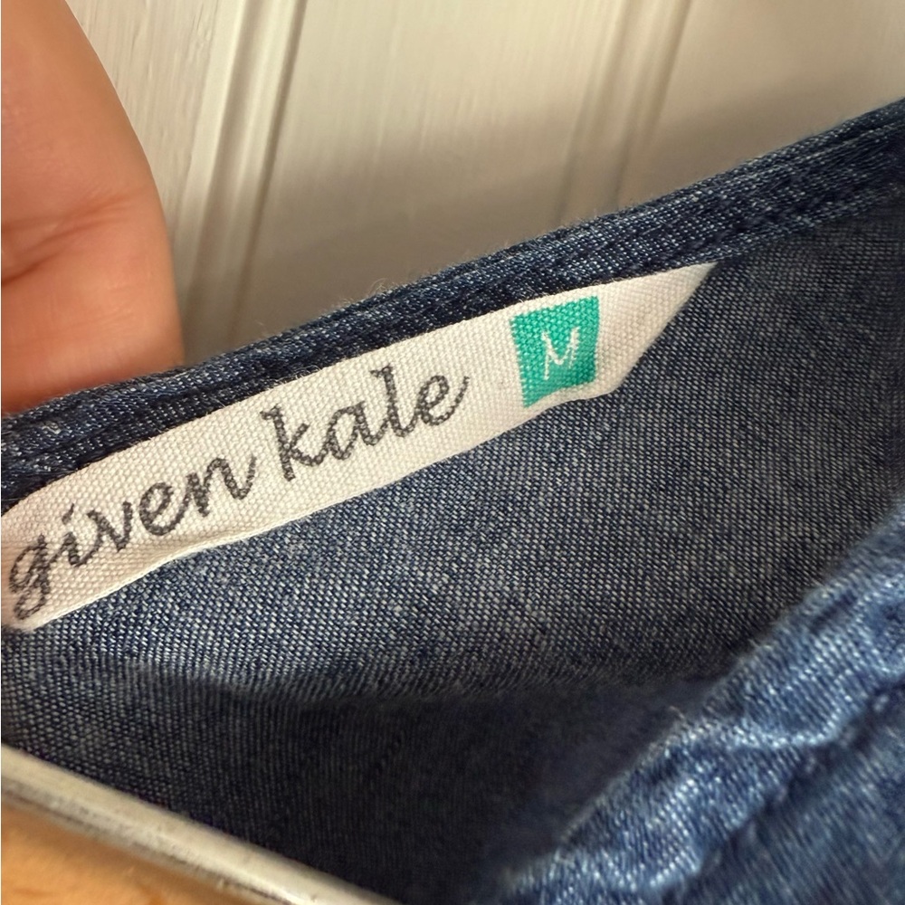 Given Kale Denim Dress Size Medium 100% Cotton Denim Dress - Picture 3 of 5